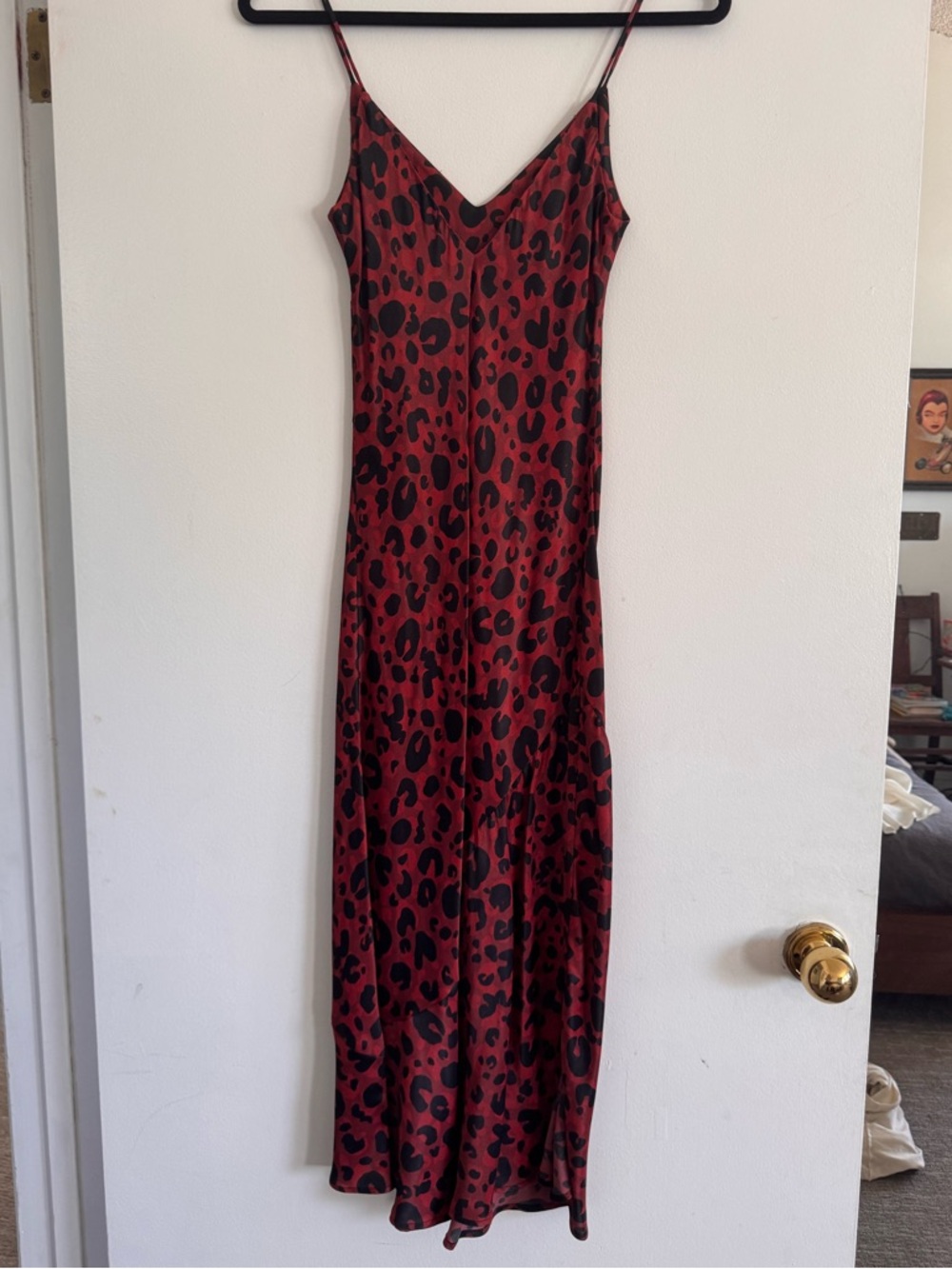 Serra Red and Black Leopard Cami Dress